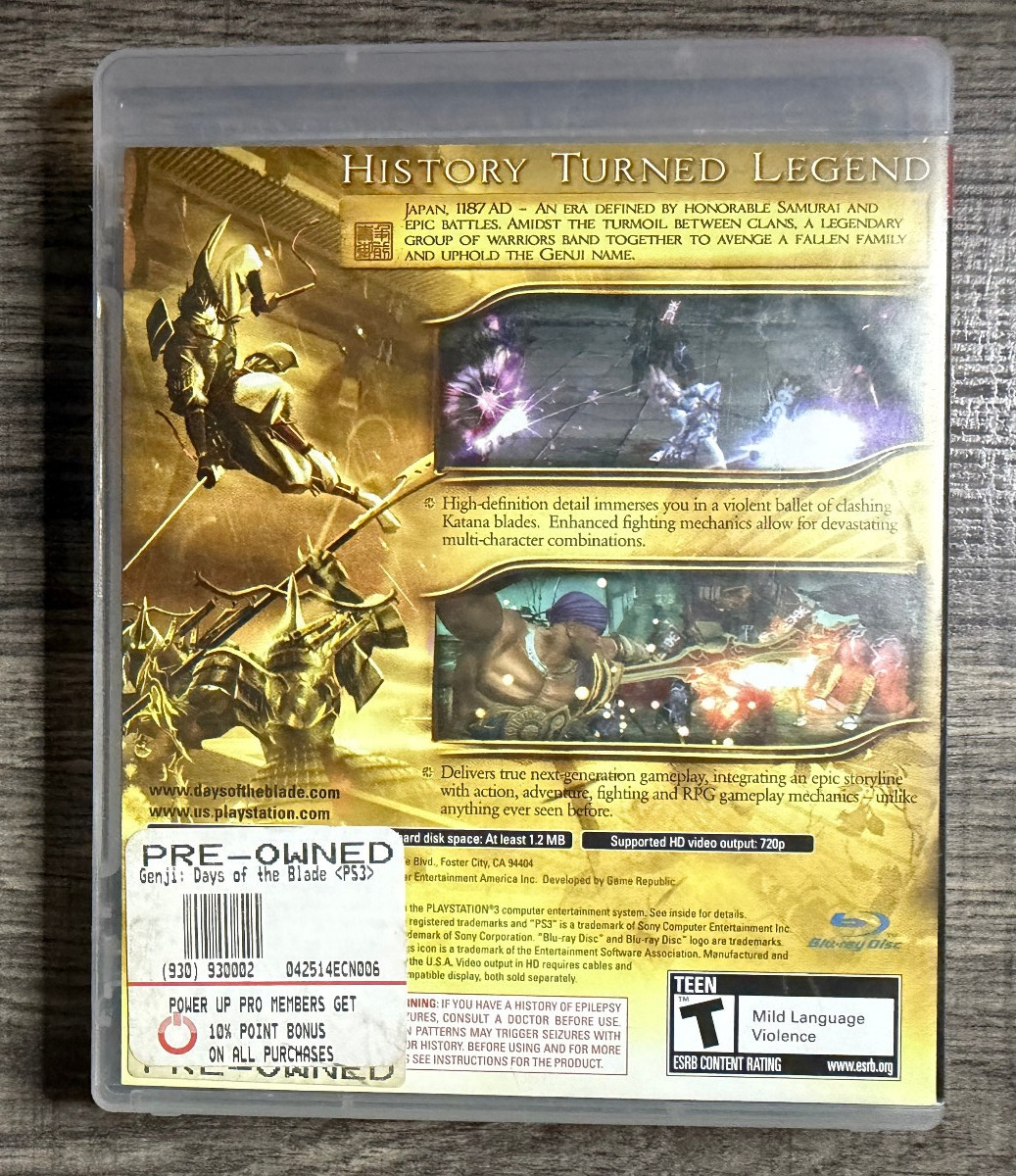 Genji: Days of the Blade – Sony Playstation 3 PS3 – Acceptable Condition