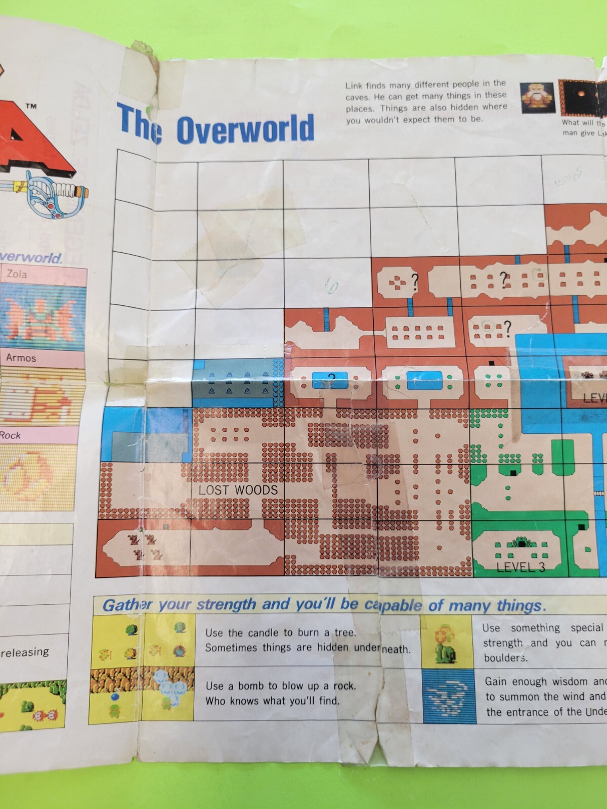 Vtg 1987 LEGEND OF ZELDA Nintendo NES Original Maps & Strategies Fold-Out Insert