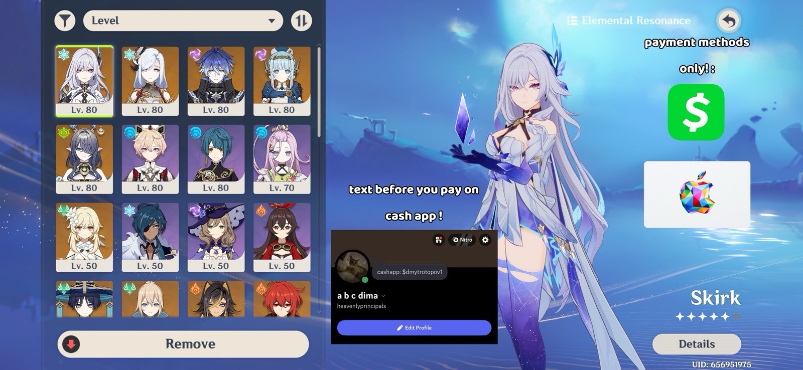 Genshin Impact America AR 51, 10 5 stars, 2 5 star weapons. Skirk Starter Acc!