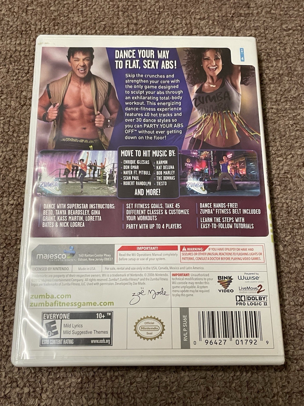 Zumba Fitness Core (Nintendo Wii, 2012) Complete CIB Belt Tested Clean