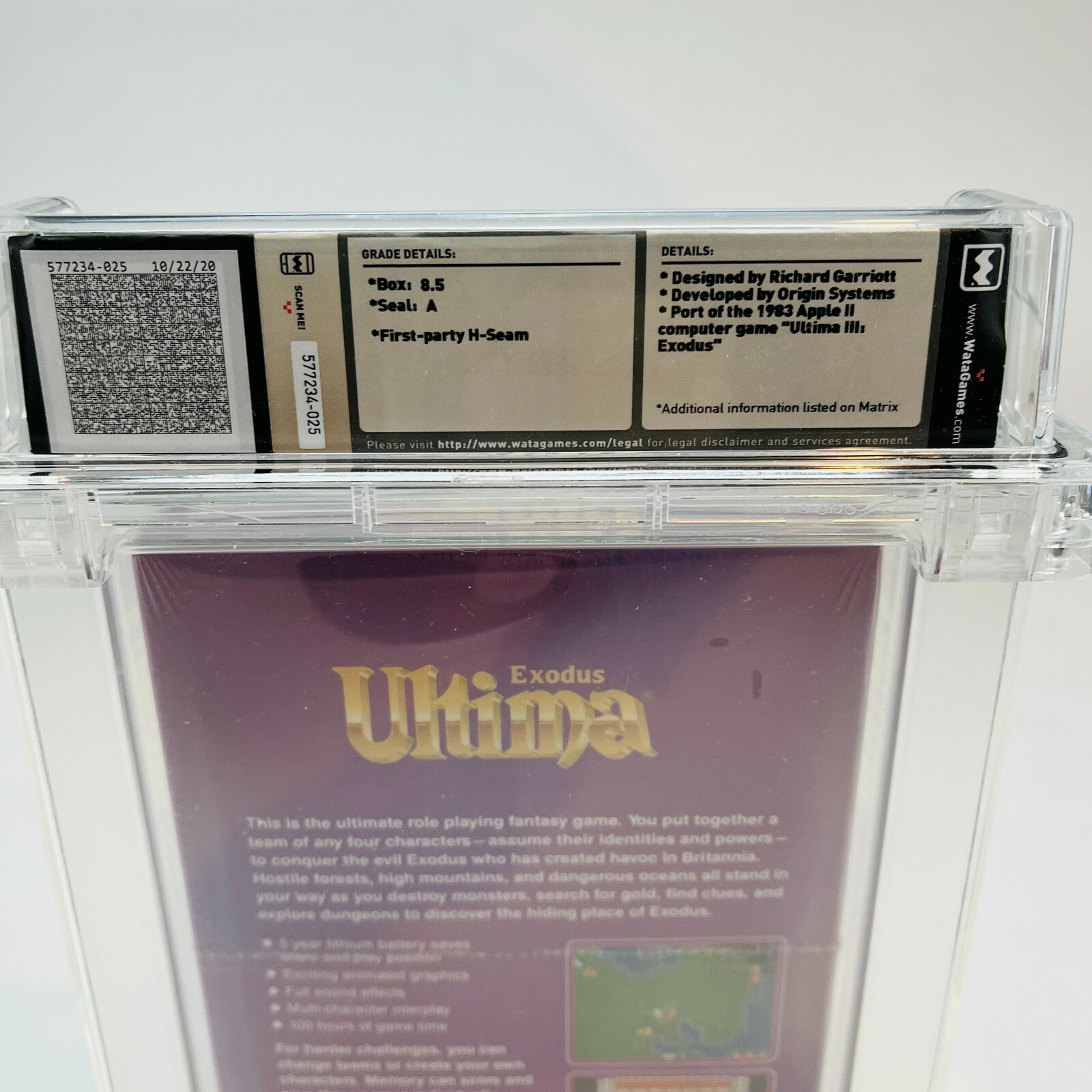 Ultima Exodus – NES Nintendo 1989 FCI Rev-A Oval Sealed Rare Graded WATA 8.5 A