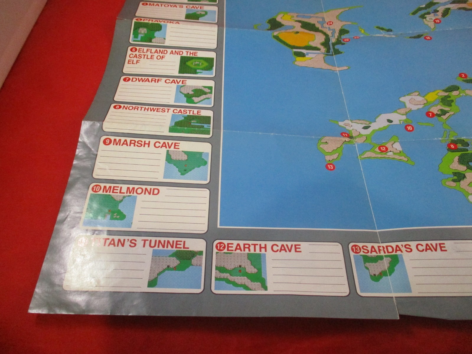 Final Fantasy I Nintendo NES Foldable World Map Poster Insert ONLY #E