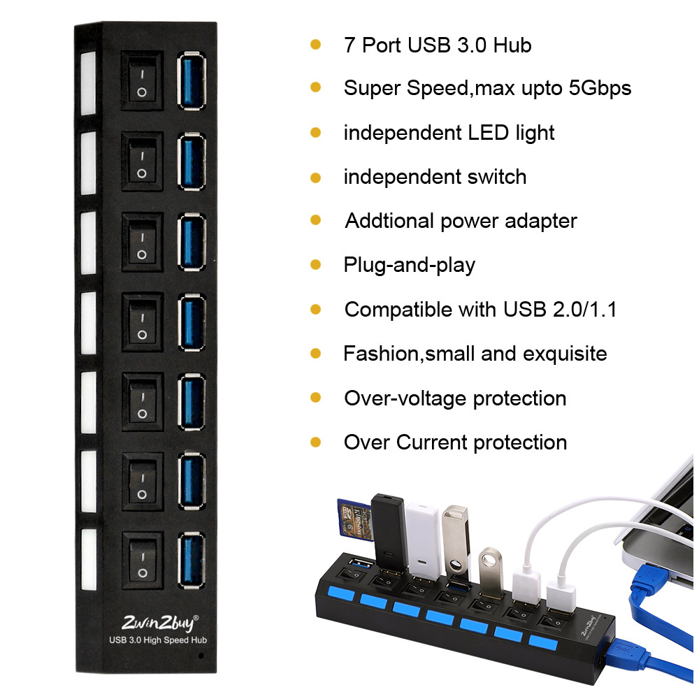 For PS4/Slim/Pro Hub 4/7Port USB 3.0 High Speed Extension Charger Adapter Switch
