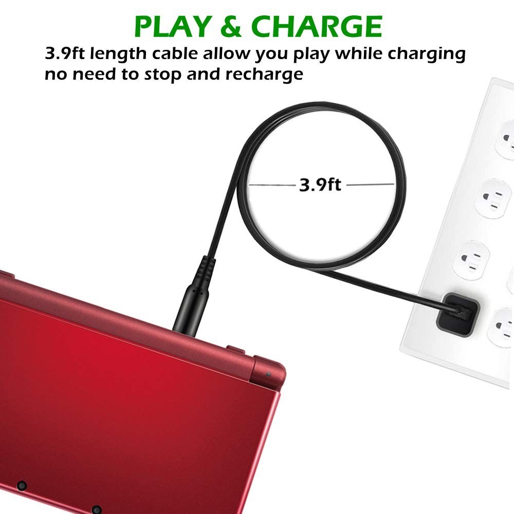 2 Pcs 3.9ft USB Charger Cable for 3DS/2DS/DSi – Play & Charge with Bonus Stylus