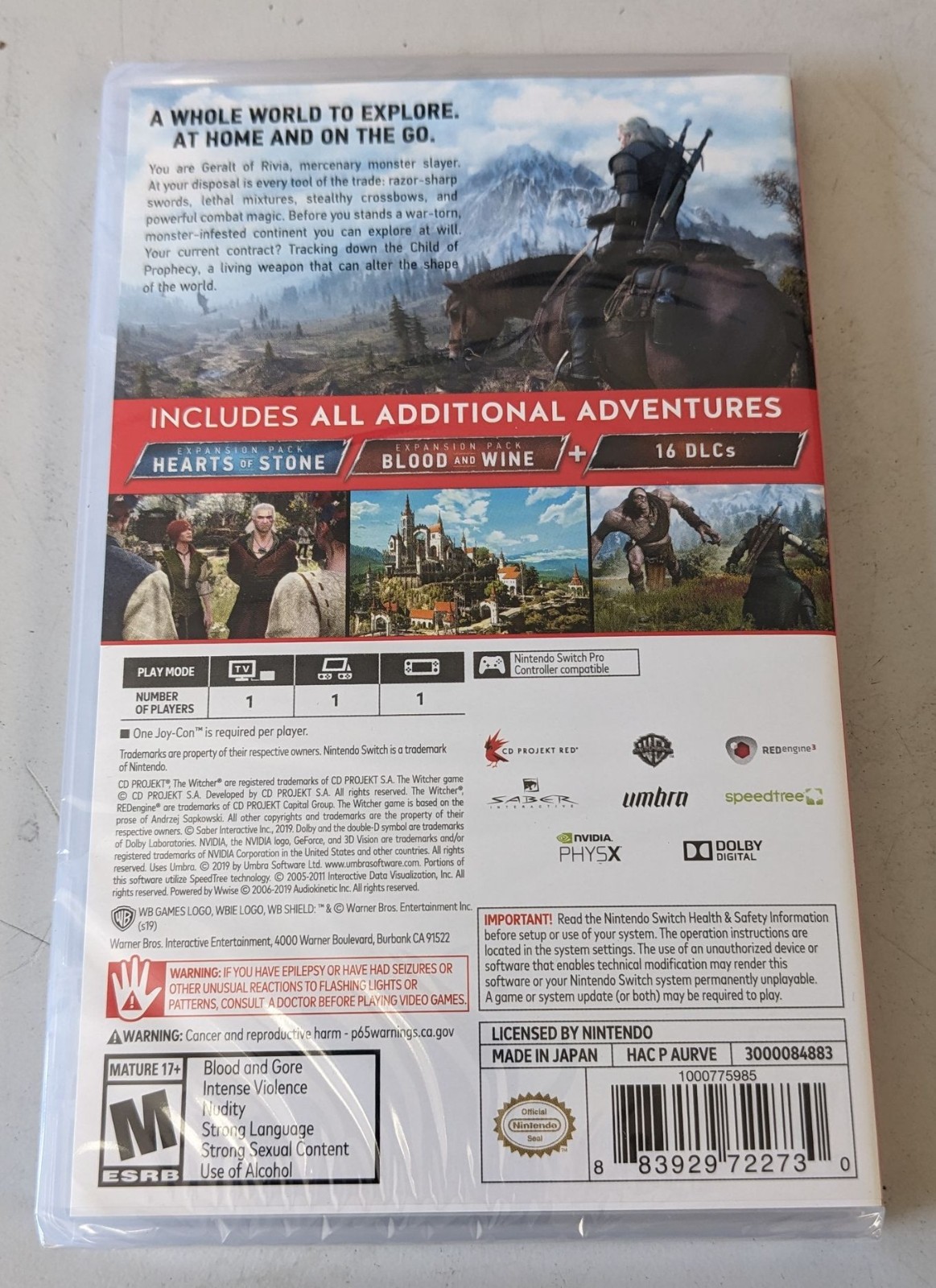 The Witcher 3 Wild Hunt Complete Ed. Nintendo Switch NEW SEALED – FREE SHIPPING
