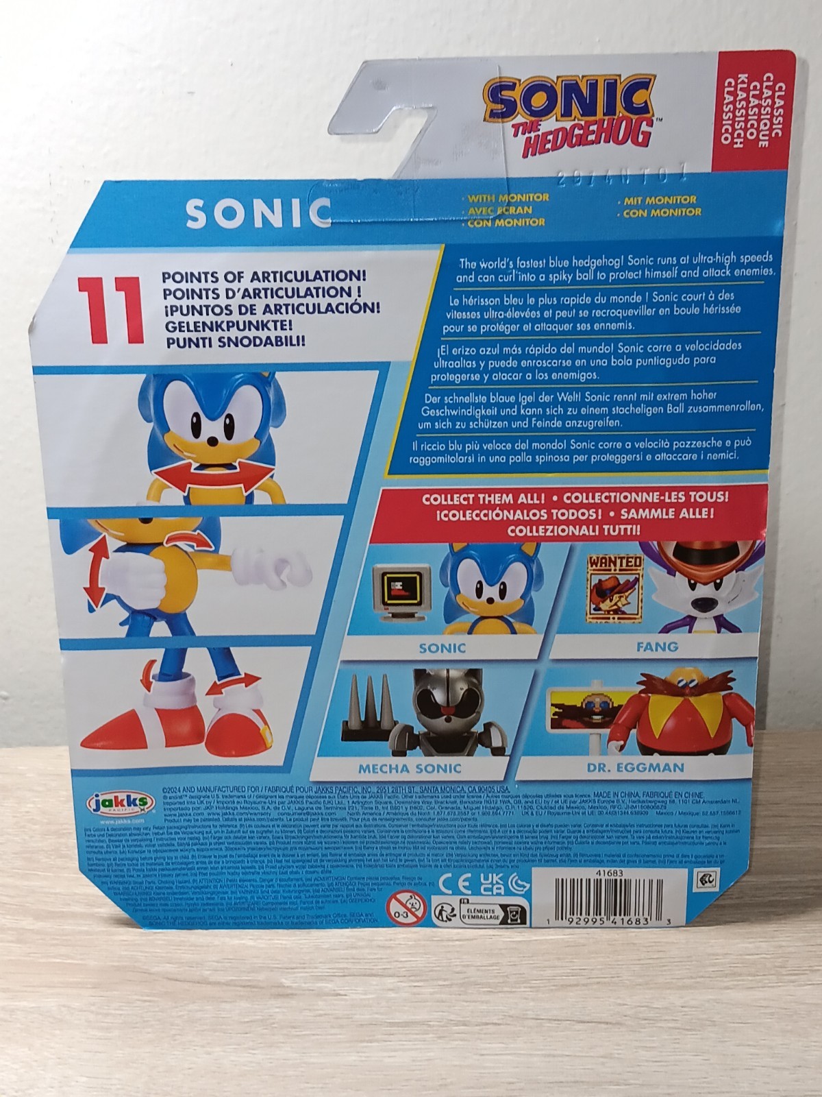 *FREE SHIP* 4″ CLASSIC SONIC + POWER SNEAKERS Sonic the Hedgehog Jakks Pacific