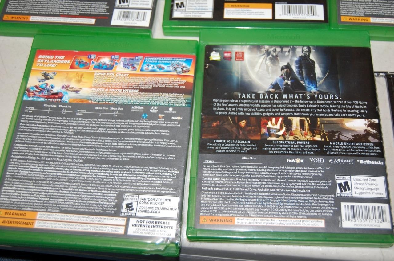 Microsoft XBOX ONE (11) Game Lot: Creed Syndicate, Dishonored 1&2, Fallout 76++
