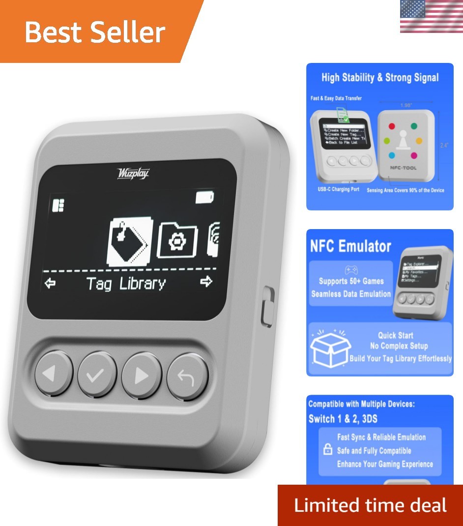 NFC Emulator Compatible with Switch 1 & 2 and NFC Enabled Devices – 1.54”OLED…