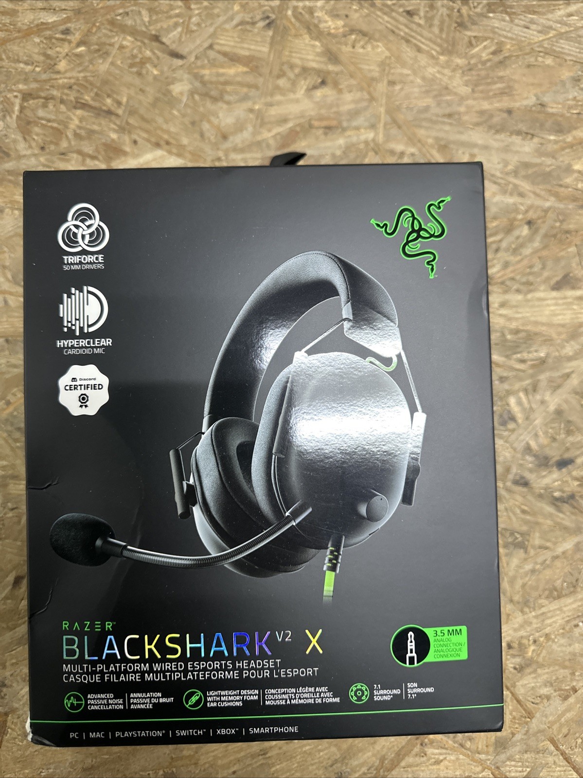 Razer Blackshark V2 X Black Over the Ear Pro Gaming Headset NEW Sealed