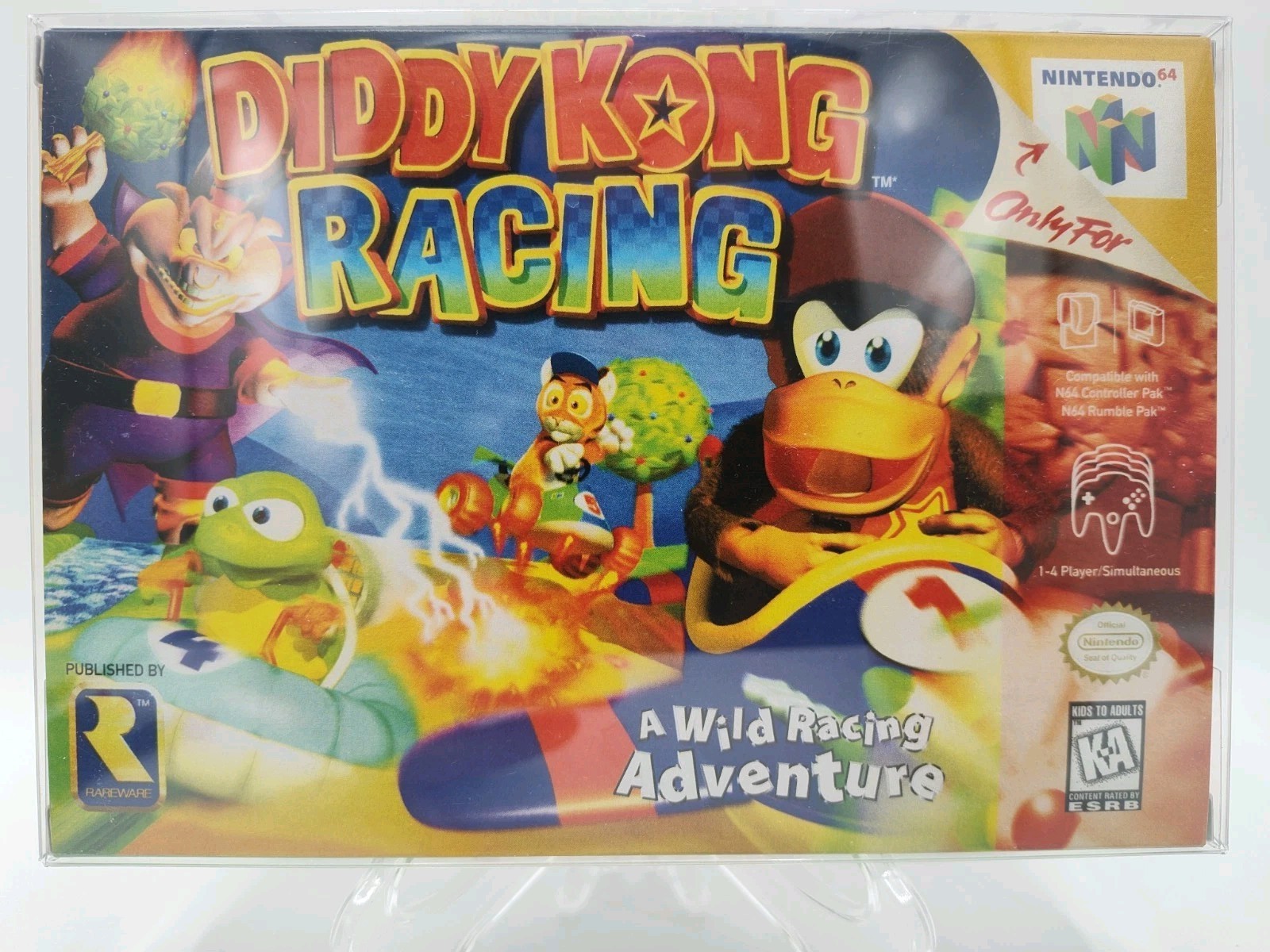 Diddy Kong Racing – (N64, 1997) *VGC w/ Manual + Case Protector* Tested! READ!!!