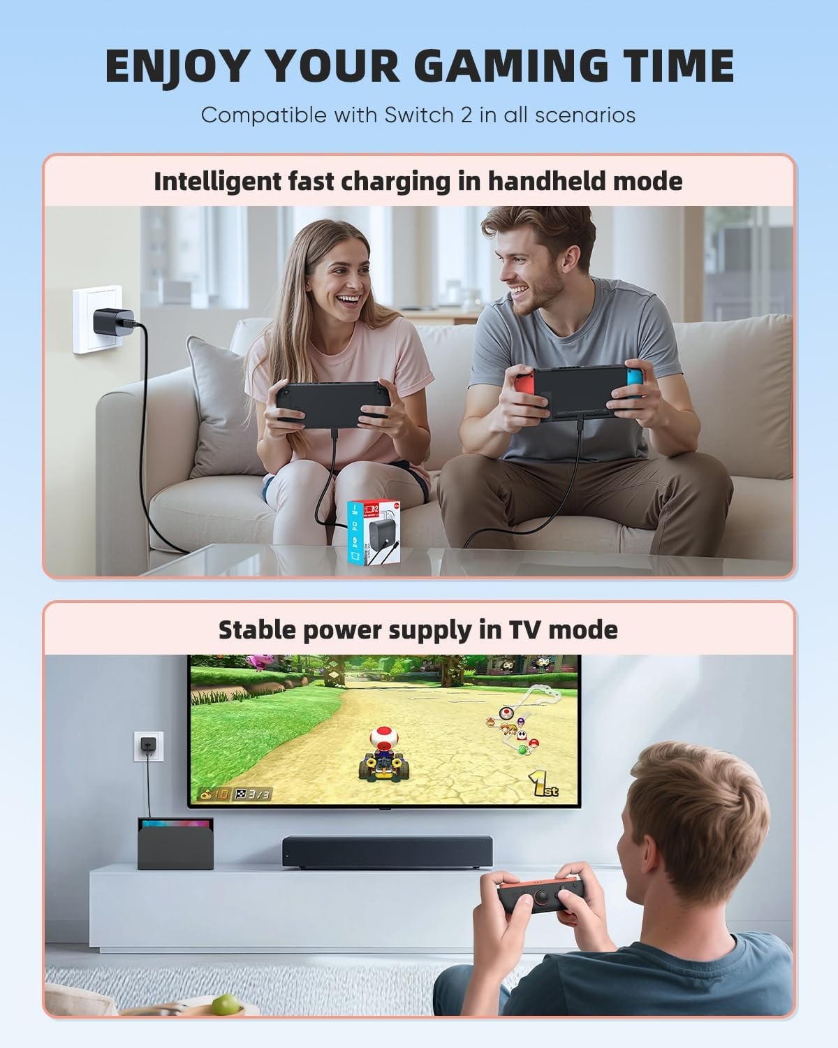 Charger for Nintendo Switch, AGPTEK AC Adapter Compatible with Classics Switch