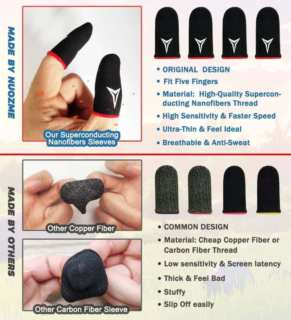 Finger Sleeve for Gaming10pcs 0.3mm Fiber Anti Sweat E-Sports Finger Glove, Brea