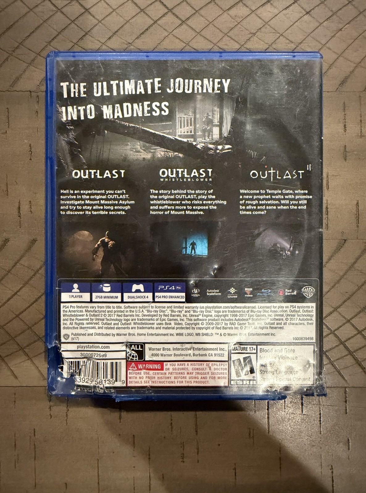 Outlast Trinity w/ Both Discs (Sony PlayStation 4, 2017)