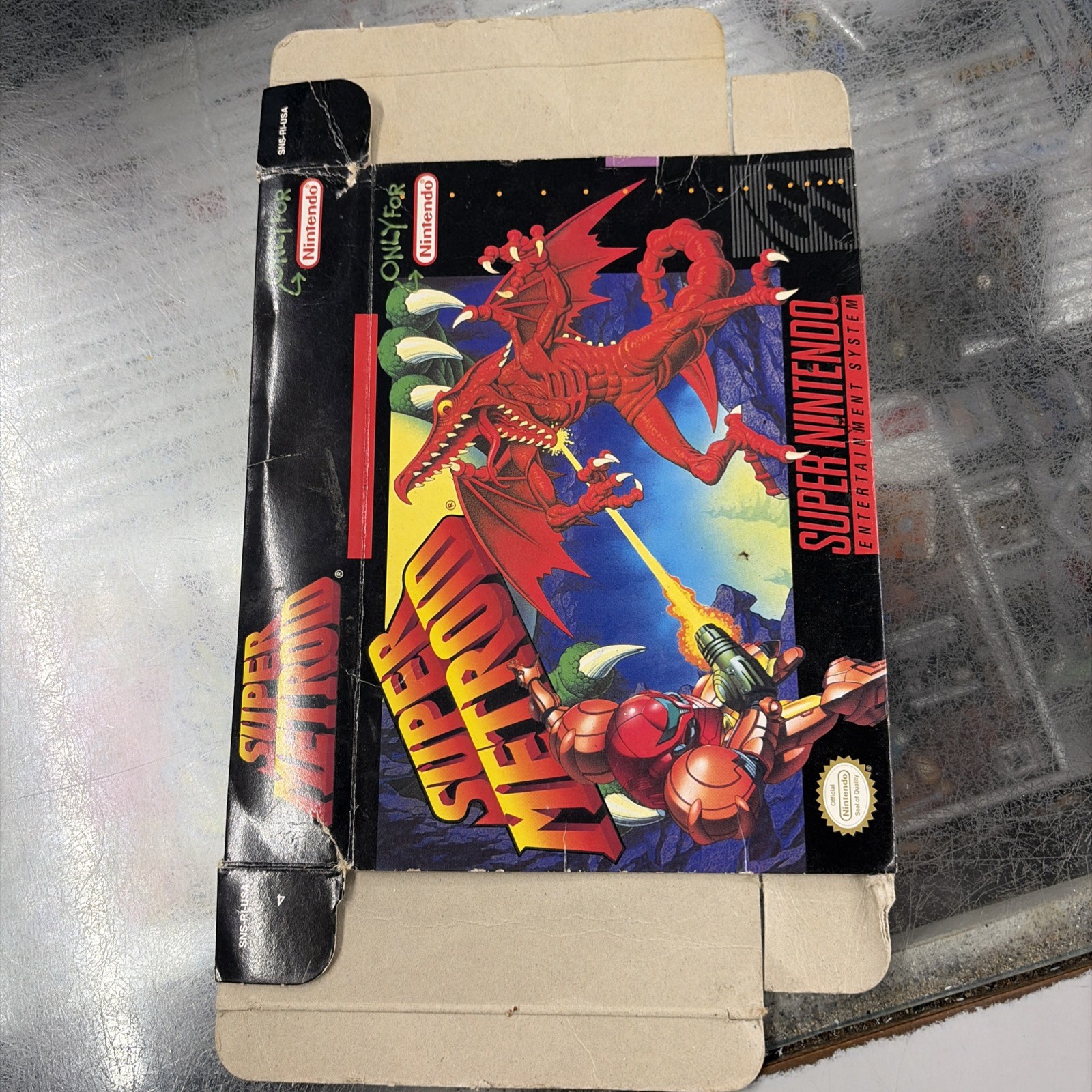 Super Metroid (Super Nintendo | SNES) Authentic BOX ONLY UPC Cut Out