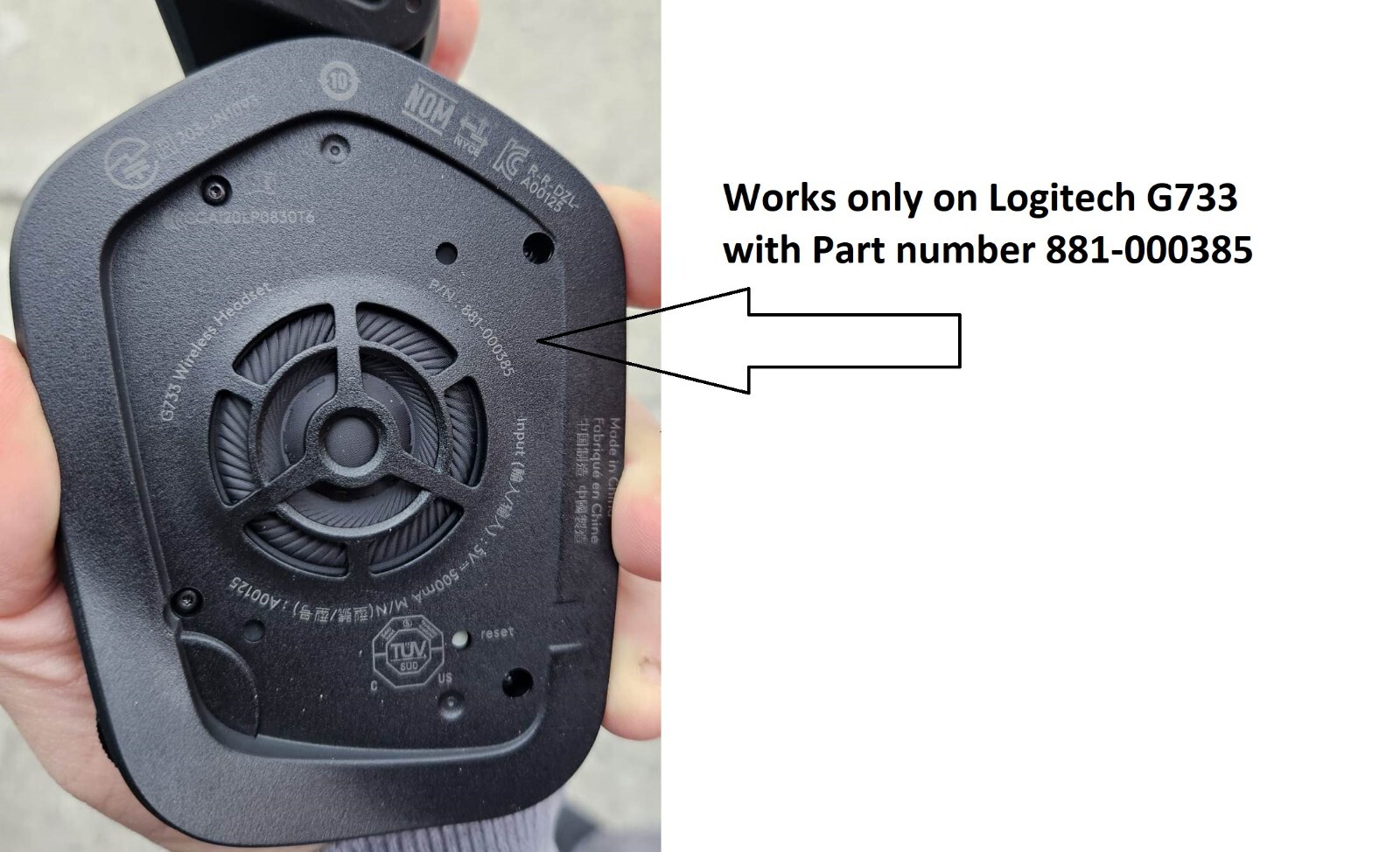 USB Adapter for Logitech G733 Lightspeed Wireless Gaming Headset 881-000385
