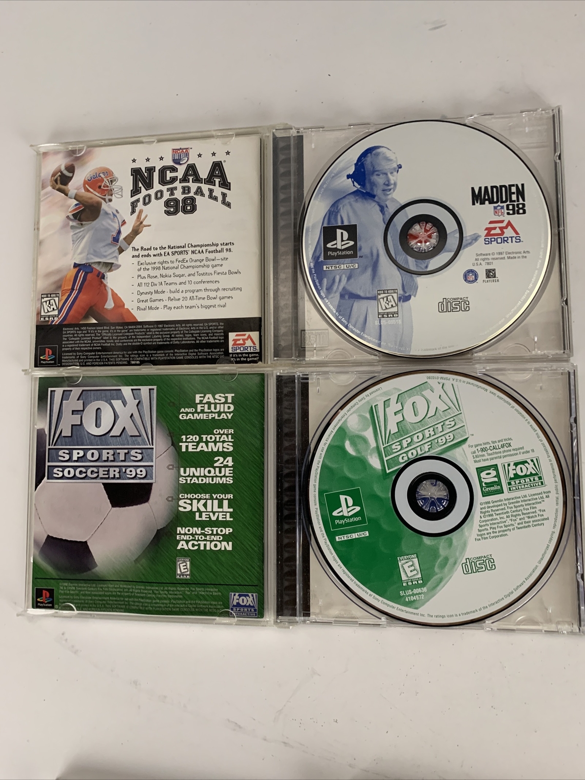 Lot of 7 – PS1 Video Games w/ Manuals Golf Basketball Football Bowling Wrestling