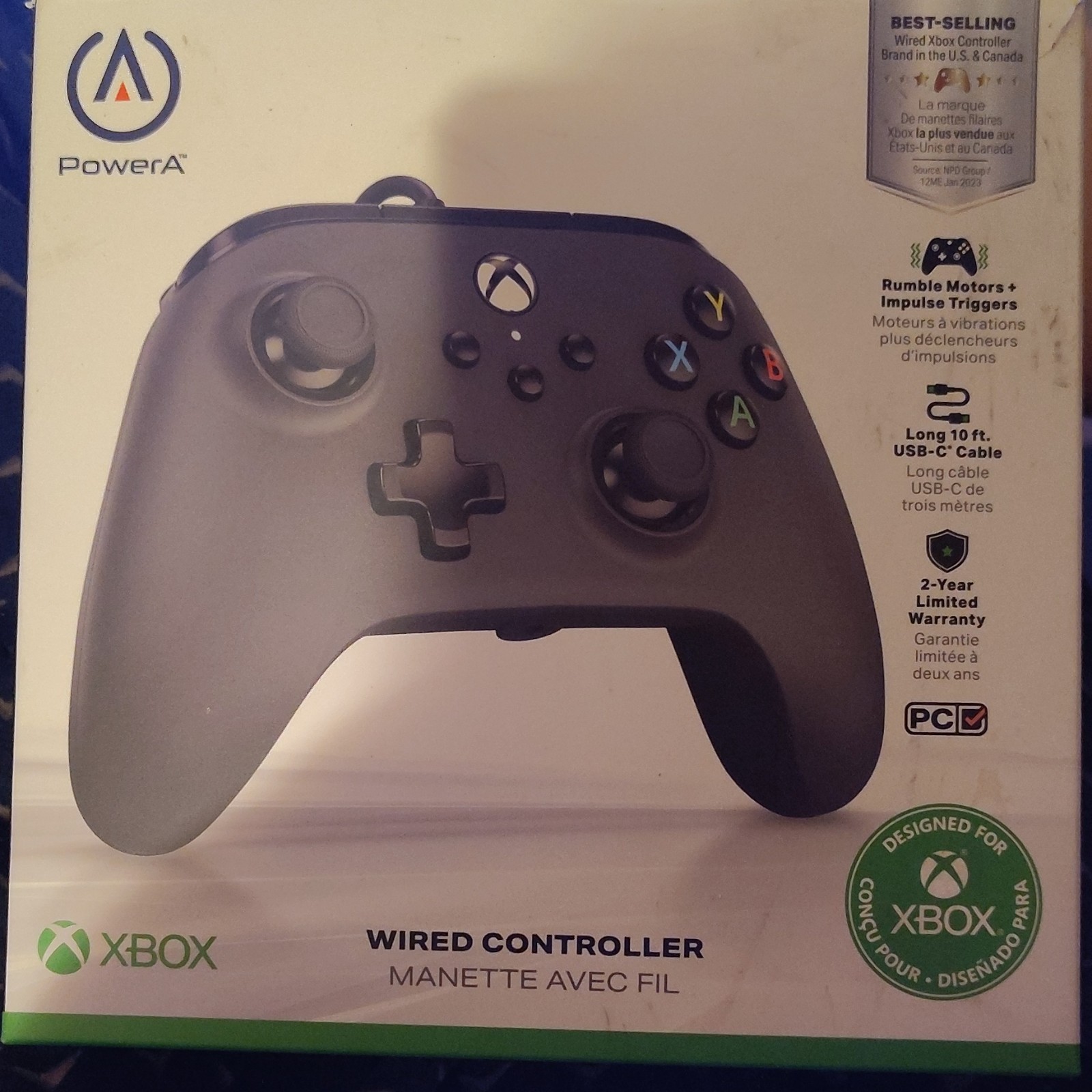PowerA Wired USB-C Controller 10 ft Black for Xbox Series X|S Xbox One PC