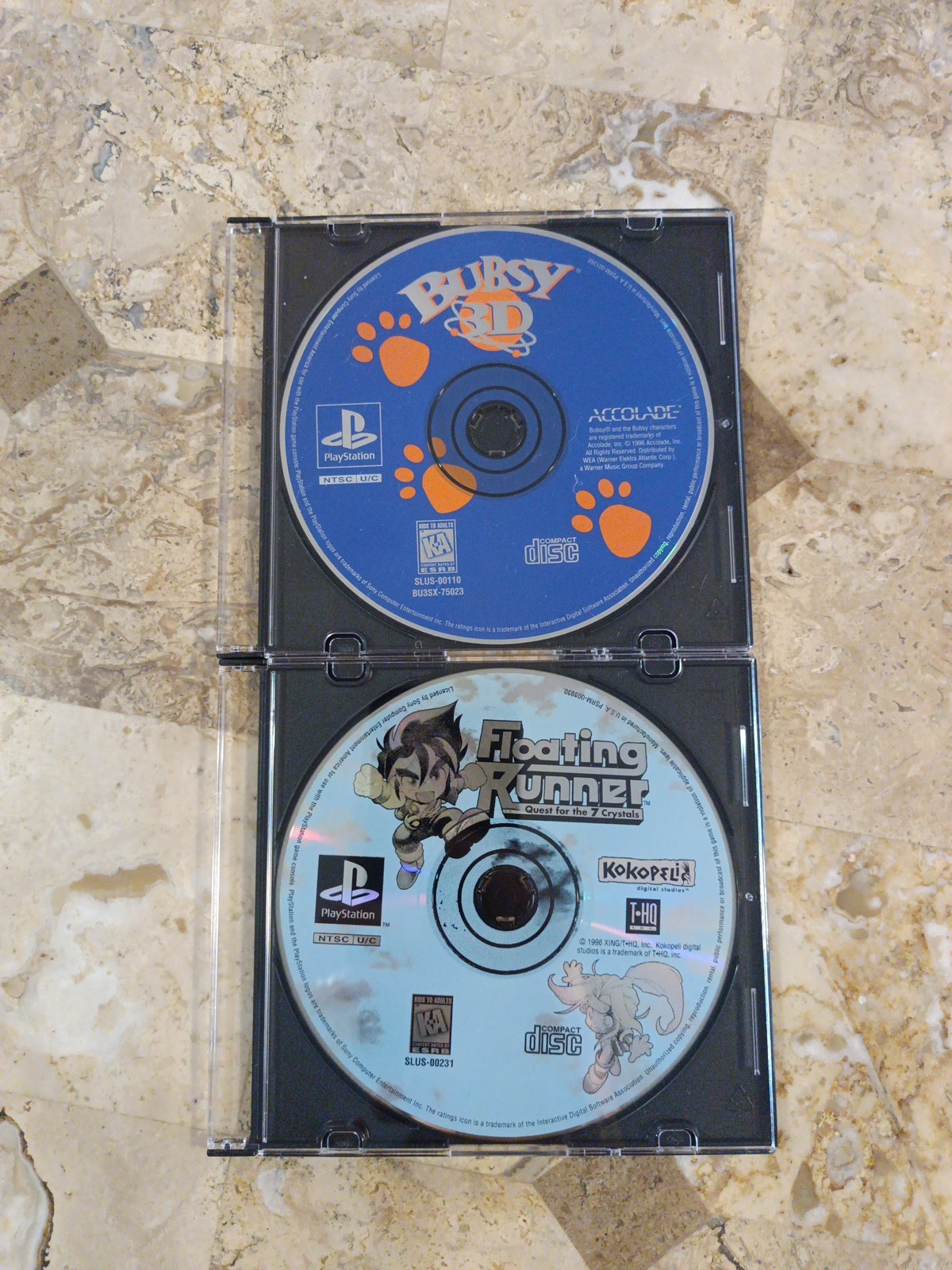FLOATING RUNNER + BUBSY 3D ✨Playstation PS1✨Disc Only Nice Shape 1996 Platformer