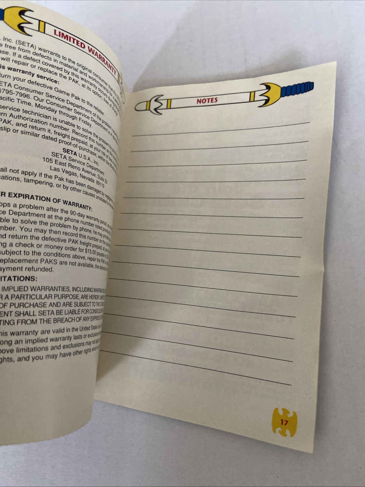 Kendo Rage SNES Instruction Manual ONLY
