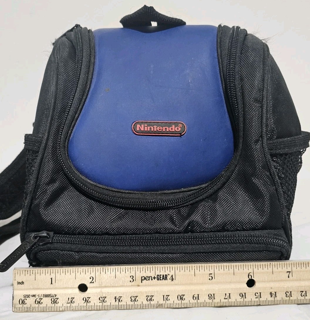 Vintage Official Nintendo Console Backpack Carrying Case Blue Black Travel Bag