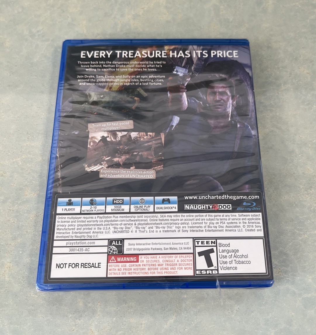 Uncharted 4: A Thief’s End (Sony PlayStation 4, 2016) – Sealed – Brand New