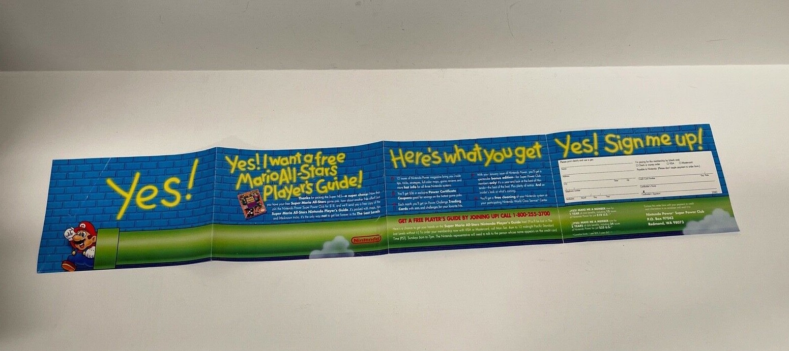 Yes! Brick Wall Nintendo Power SNES Fold-out INSERT ONLY Authentic Nintendo