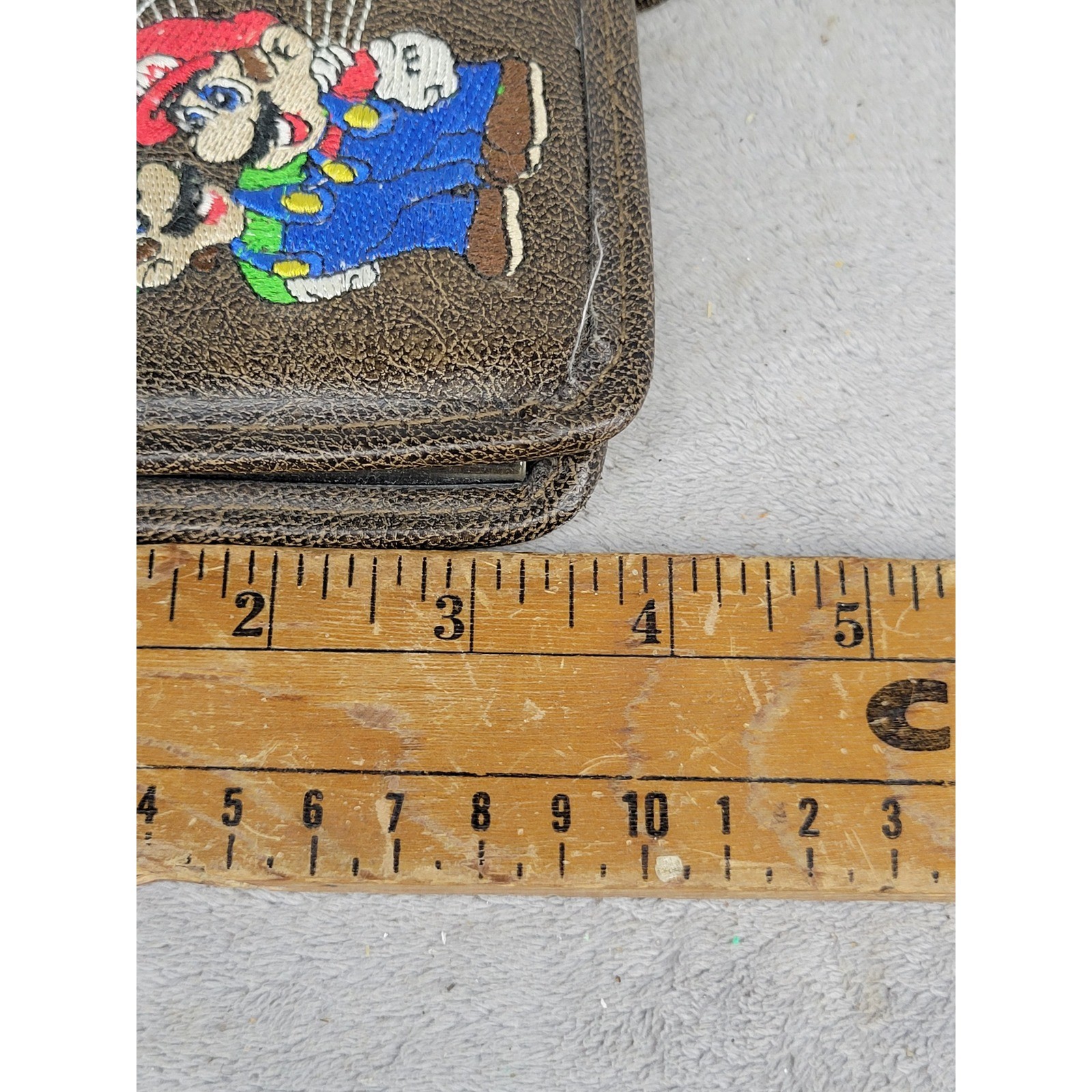 Nintendo DS Switch N Carry Case Brown Mario Luigi Embroidered Faux Leather Pouch