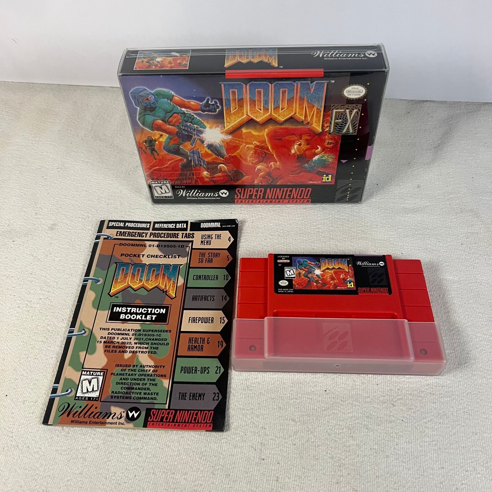 Doom Super Nintendo Entertainment System 1995 Complete CIB Manual Dust Cover