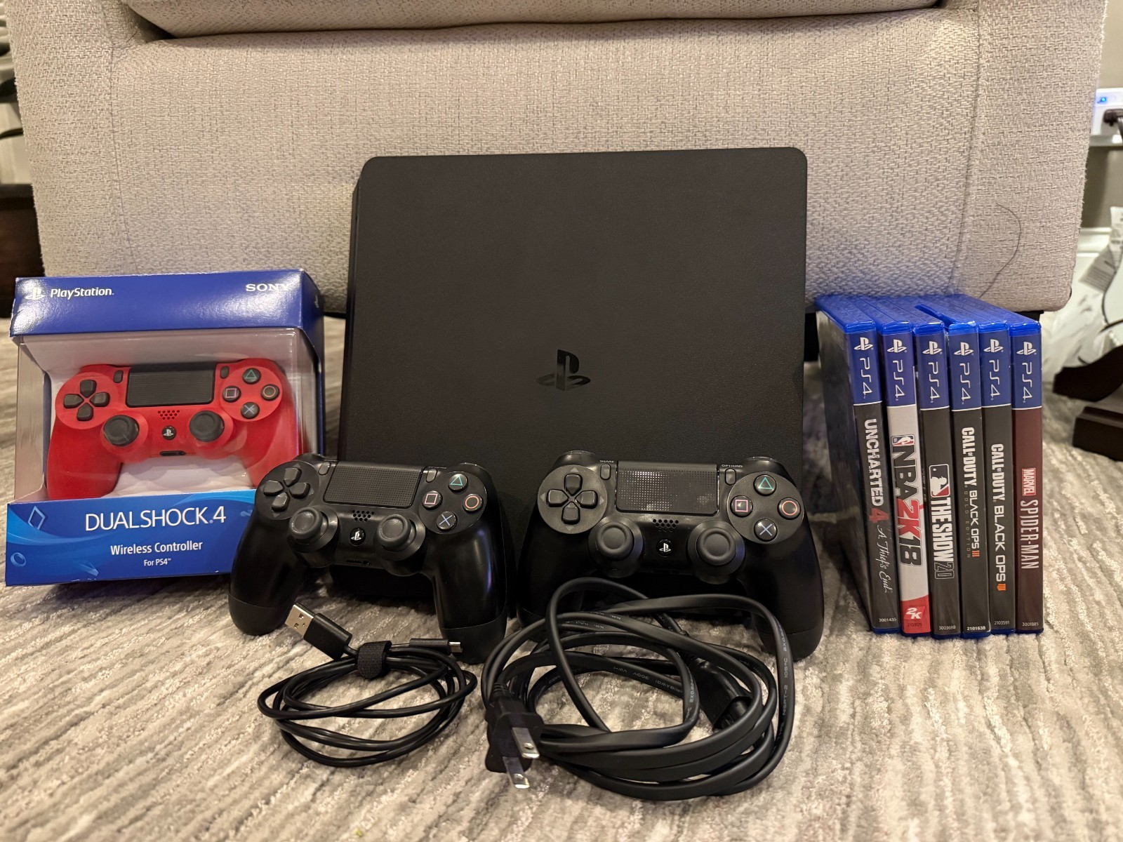 PlayStation 4 500GB + Cords + 6 Games + 3 Controllers. TESTED & WORKING