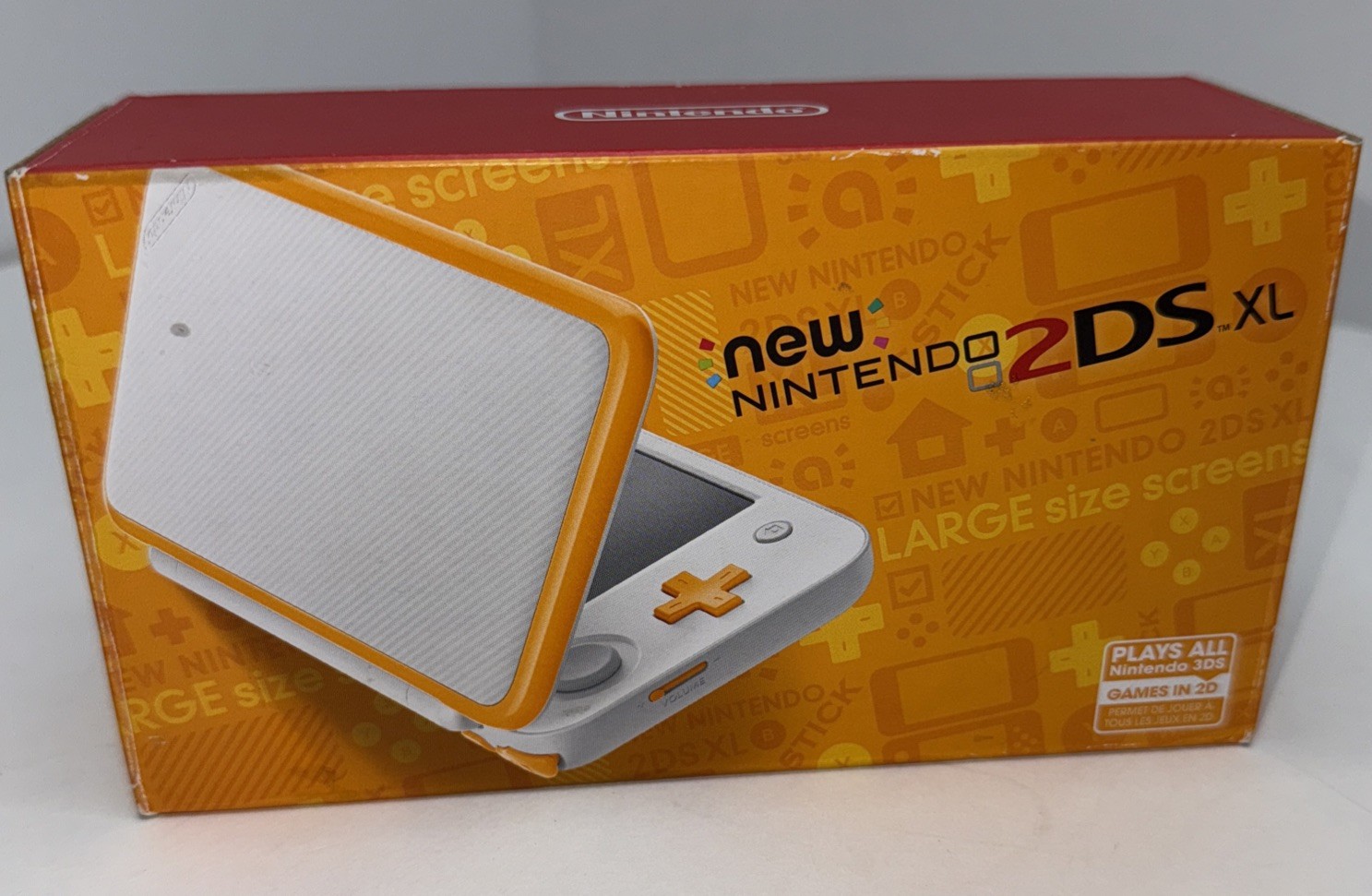 New Nintendo 2DS XL Console White/Orange JAN-001 + 4gb SD Card Good Condition