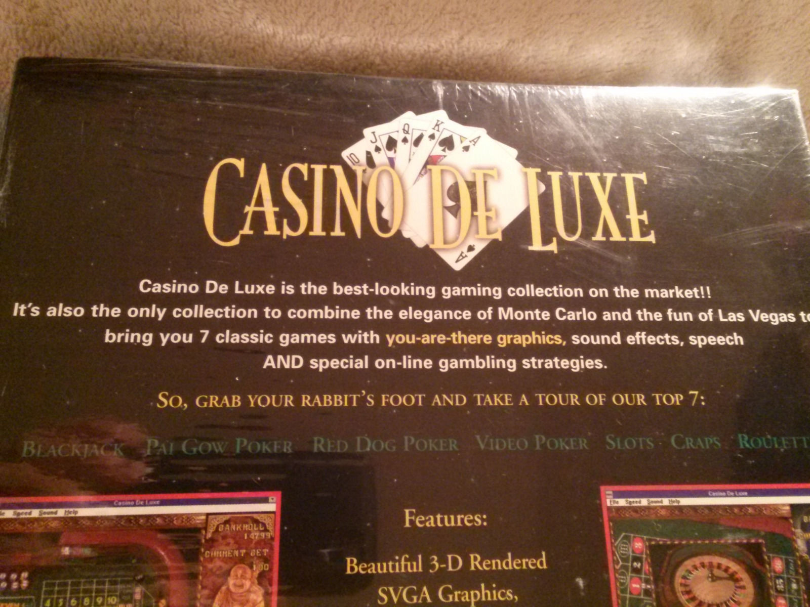 Casino De Luxe 7 Classic Games Software PC New in Box 1995, E10+ (Everyone 10+)