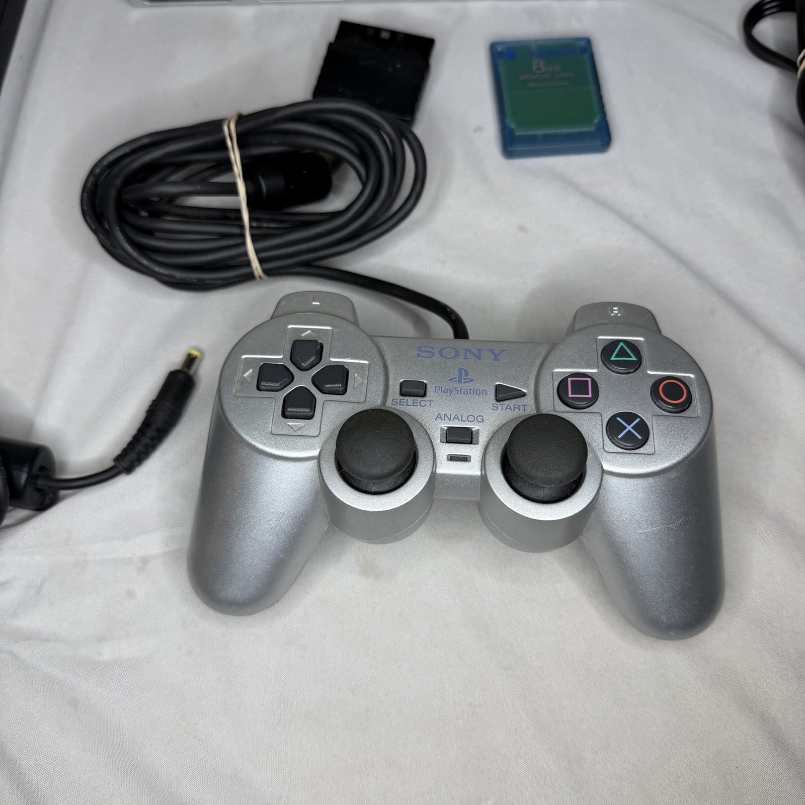 Sony PlayStation 2 PS2 Slim Console SILVER W/ OEM Original Controller Tested