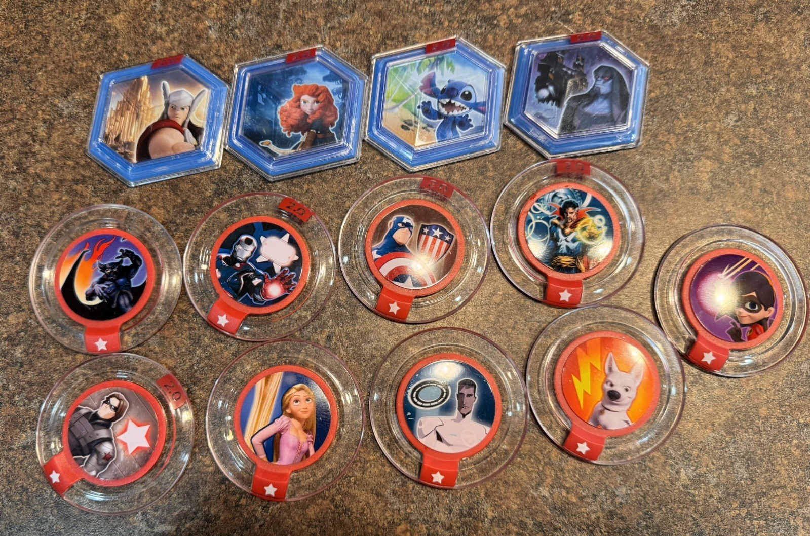 Large Lot of 58 Disney Infinity Figures & 34 Power Discs!