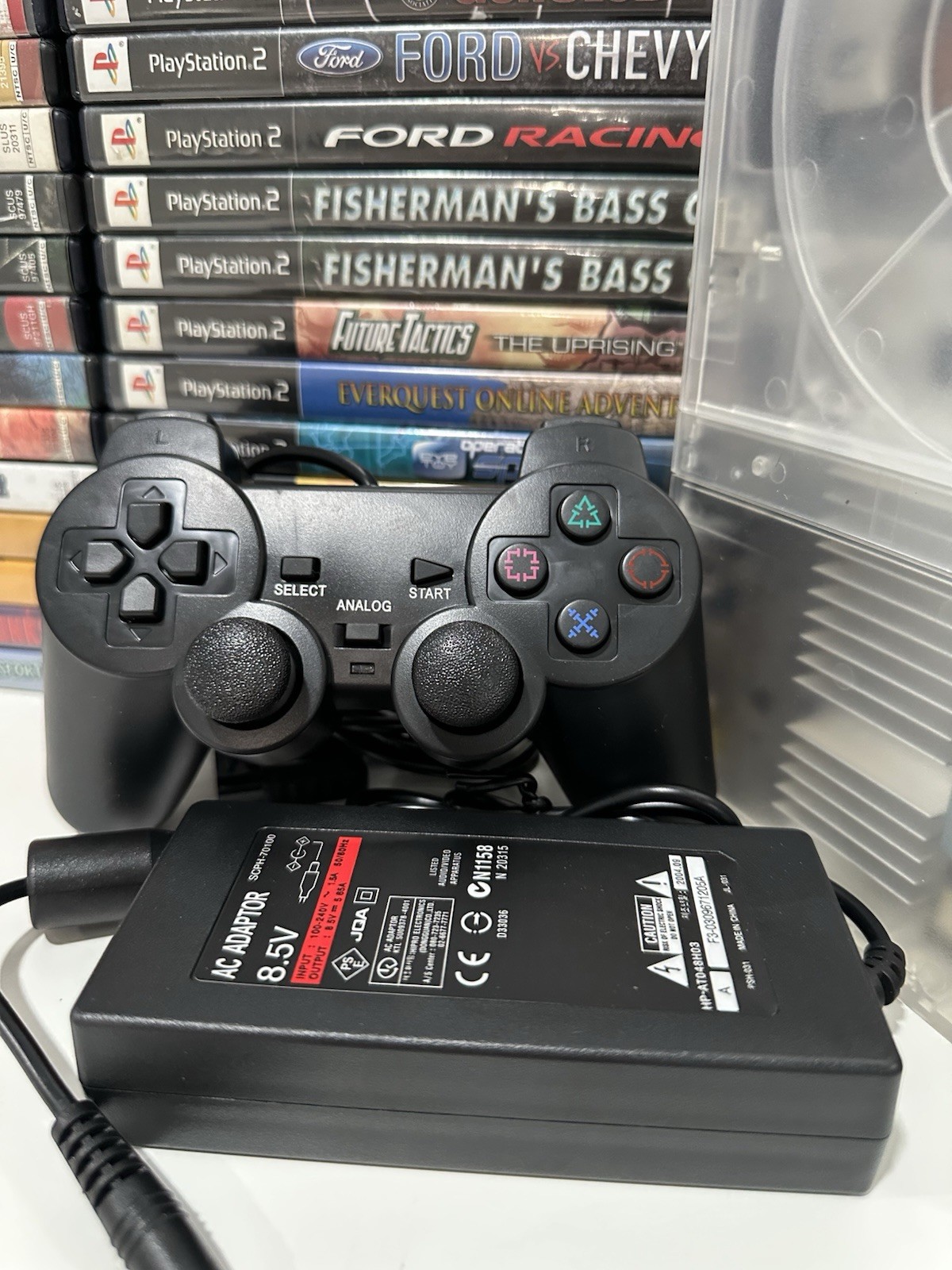 Sony PlayStation 2 PS2 Slim CLEAR GHOST 👻 Console Bundle –Controller / Cables