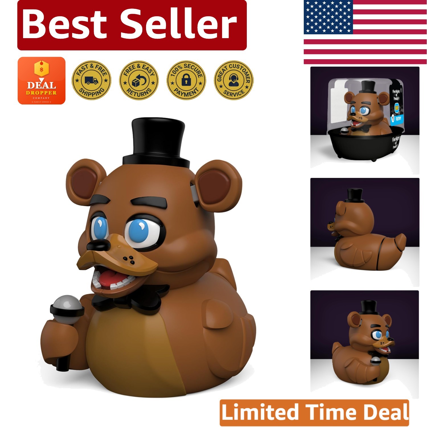 First Edition Freddy Fazbear Cosplaying Rubber Duck Figure – FNAF Collectible