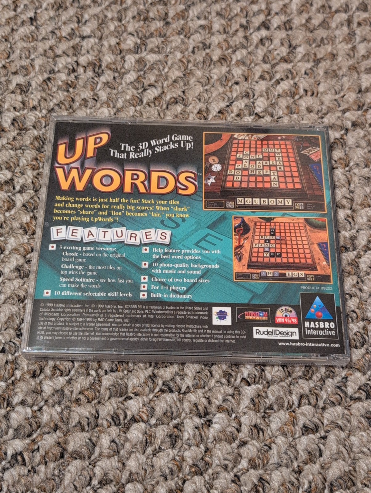 UP WORDS, 3D Word Game (PC, CD-ROM 1999) Hasbro Interactive – WIN 95 / 98