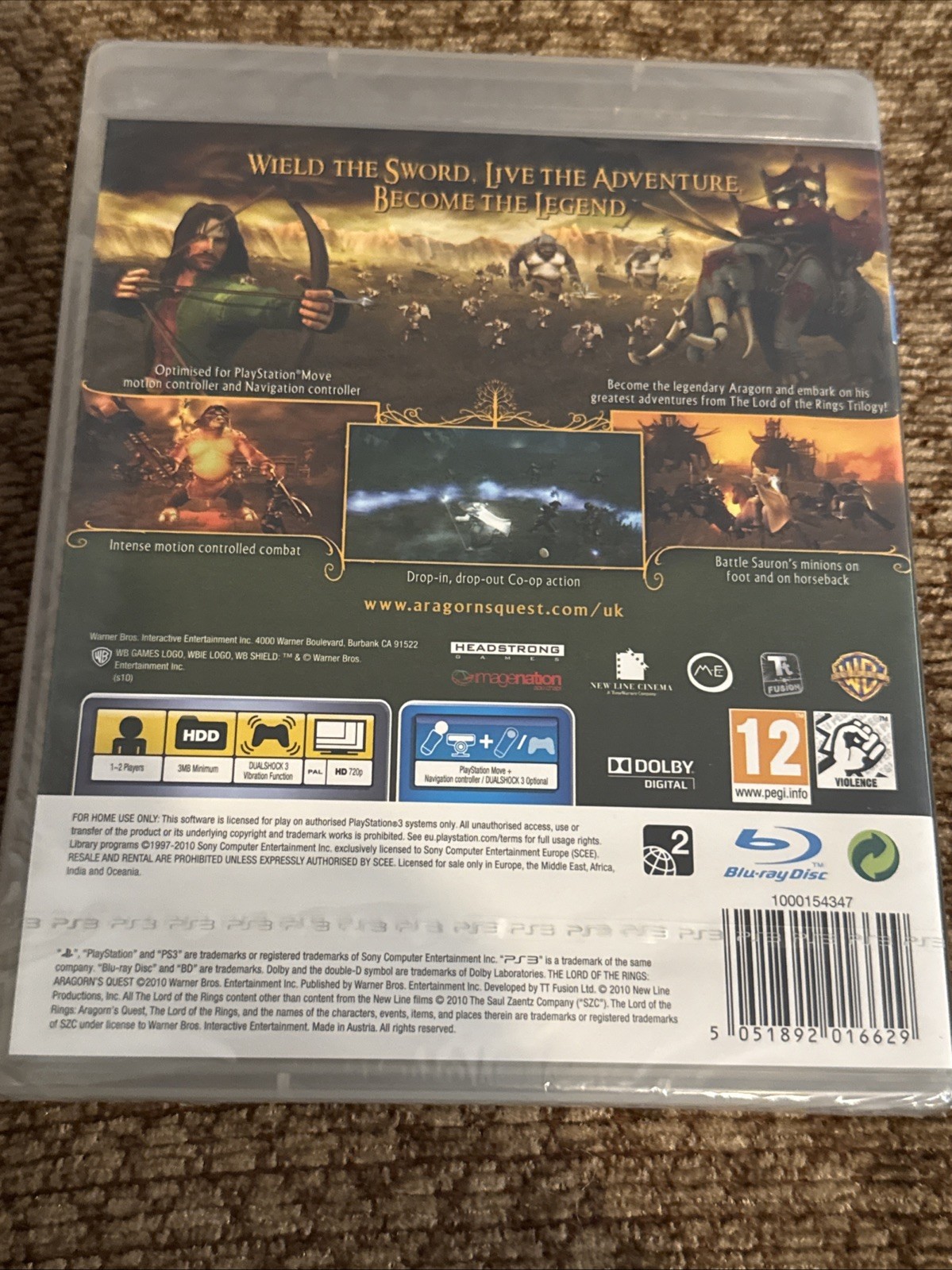 Lord of the Rings: Aragorn”s Quest PS3 Brand New Factory Sealed UK PAL PEGI 12
