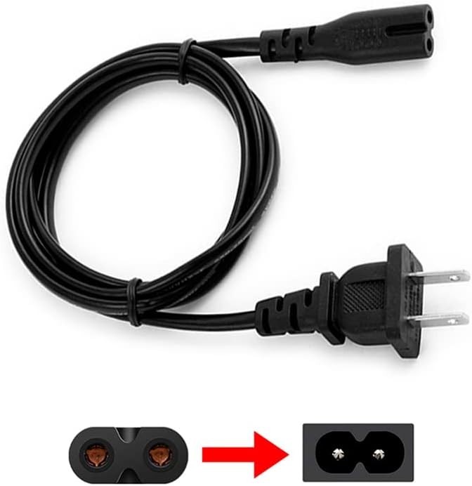 AC 2 Prong C8 Power Cord 5ft Standard 2-Slot for TV PS4 PS5 Speaker Monitor X…