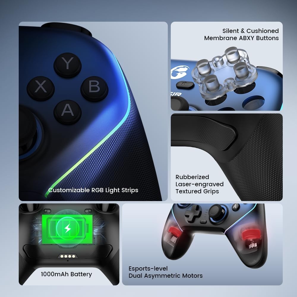 Tri-Mode Wireless Controller for PC/Switch/iOS with Hall Effect Technology