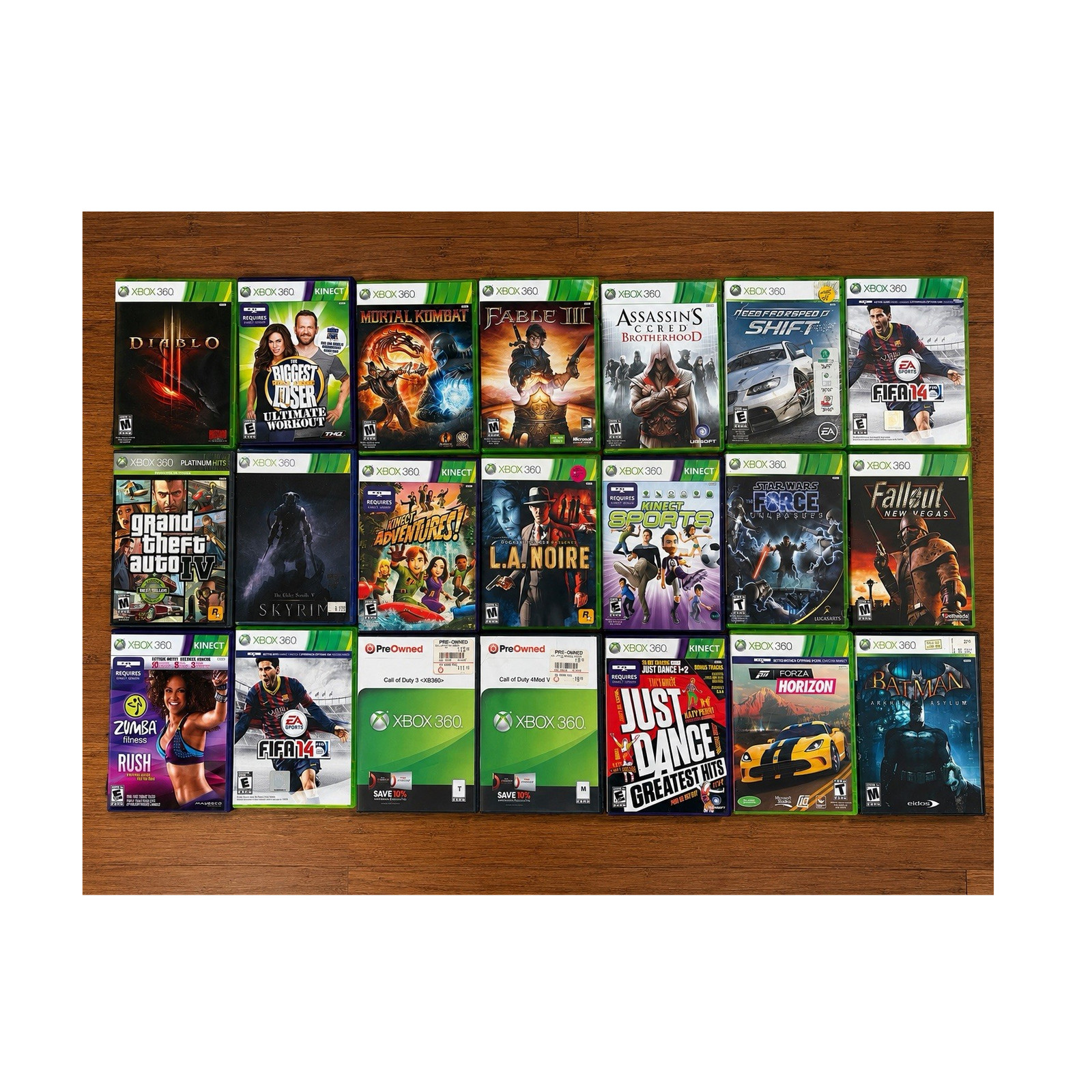 Microsoft Xbox 360 Mixed Game Lot w/ Cases – Batman, Star Wars, Sports/Racing