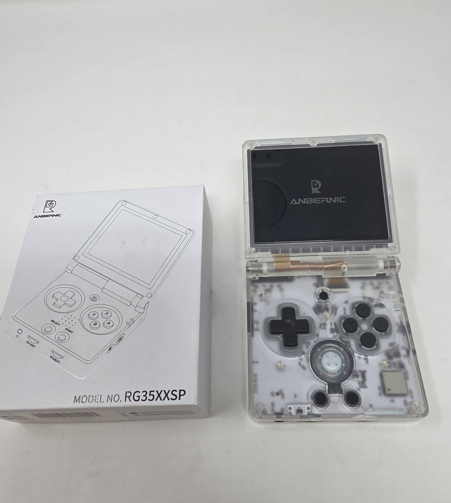 Anbernic RG 35XXSP – Clear White Linux Retro Handheld Game Console RG35XXSP 1GB
