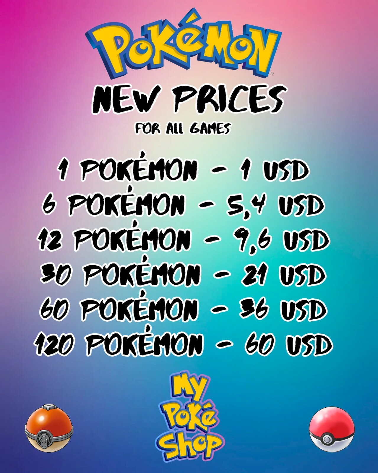 Pokémon shiny and competitive Pokémon Ultra, Sun and moon x 6