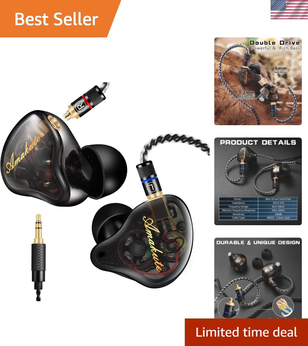 Military-Grade Noise-Isolating IEMs with Detachable Cable for Active Lifestyles