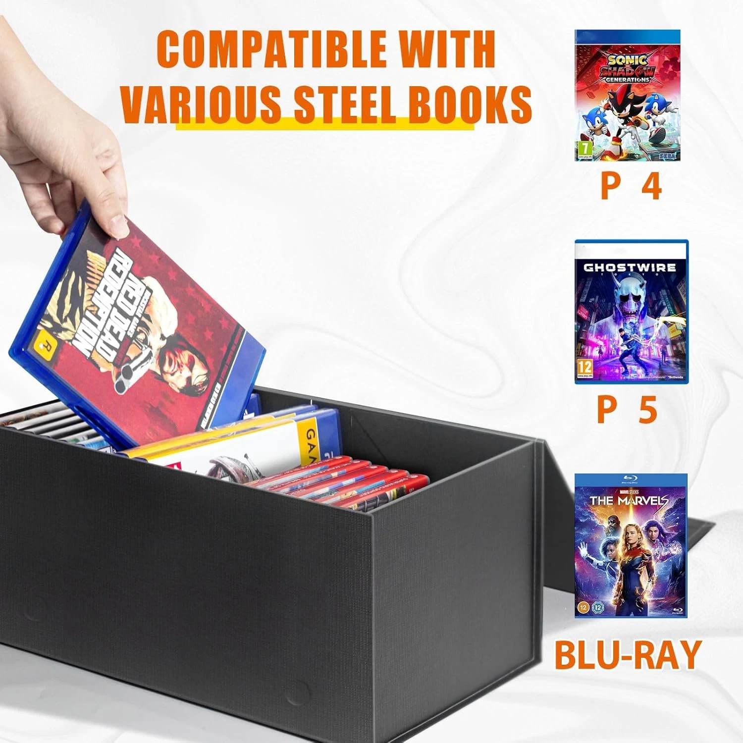 Video Game Storage Box Magnetic Case Holds 20 Blu-Ray Games – 1 Pack