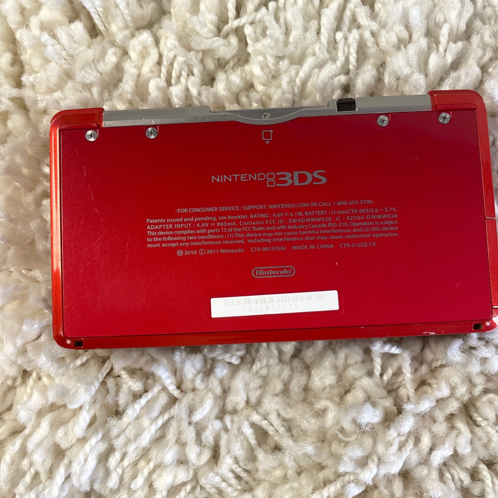 Nintendo 3DS Flame Red Handheld Console System CTR-001 READ