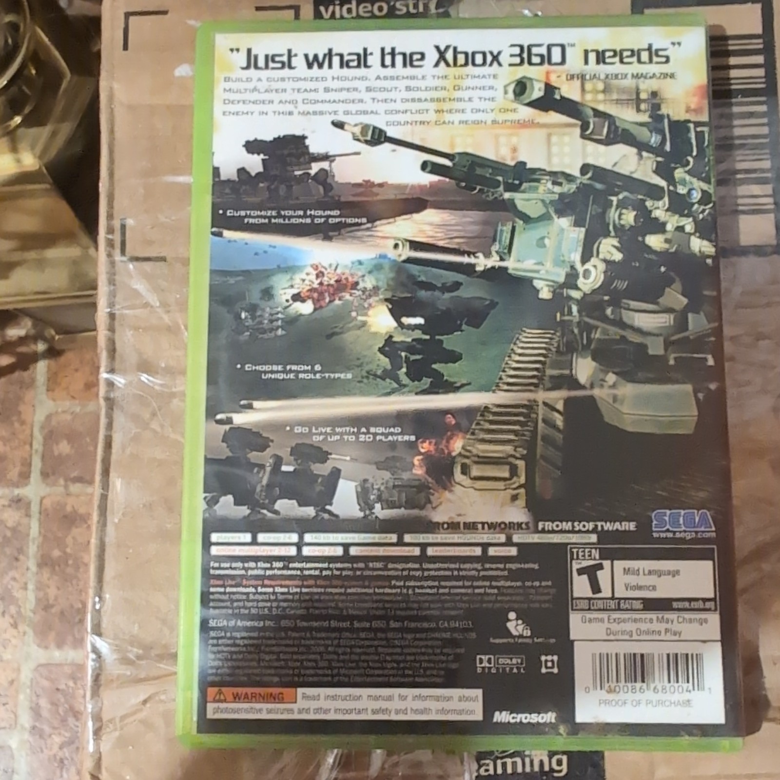 SEGA Chrome Hounds Xbox 360 Shooter Multiplayer Online T NTSC-U/C