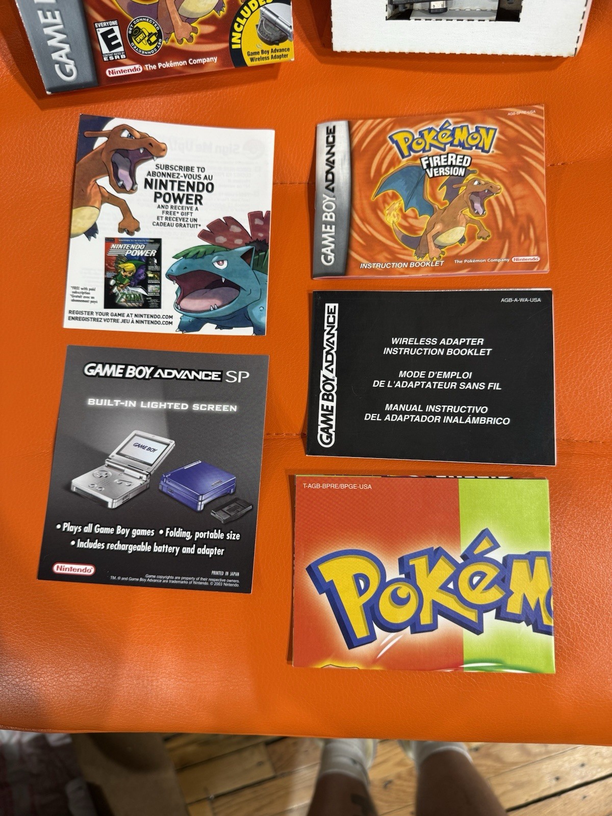 Pokémon Fire Red Wireless Adapter Bundle GBA CiB *Great Condition* All Inserts!