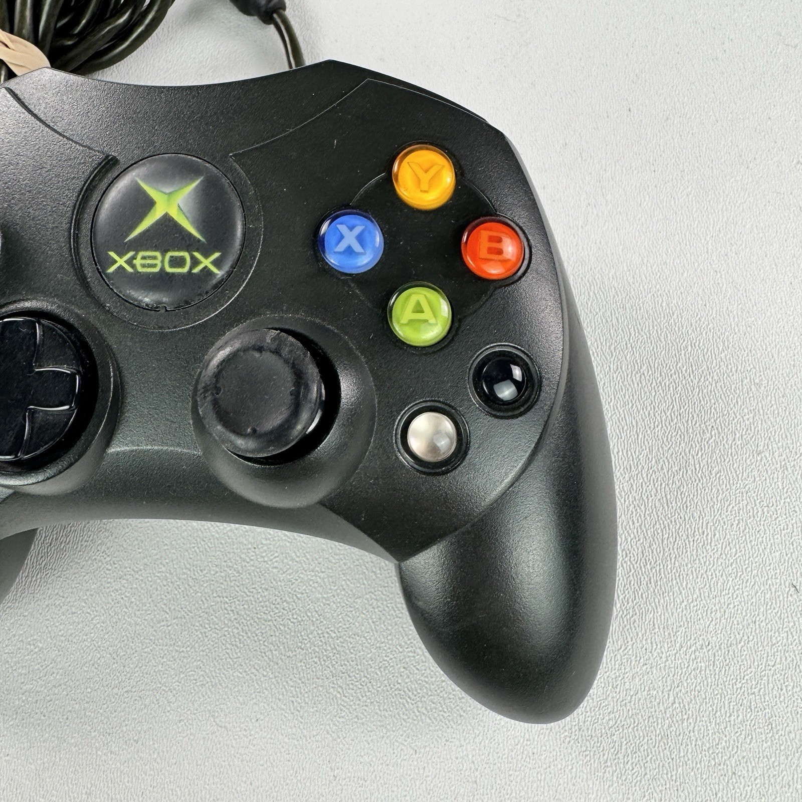 Original Xbox OEM Controller S Type Black X08-69873 w/ Breakaway Cable TESTED