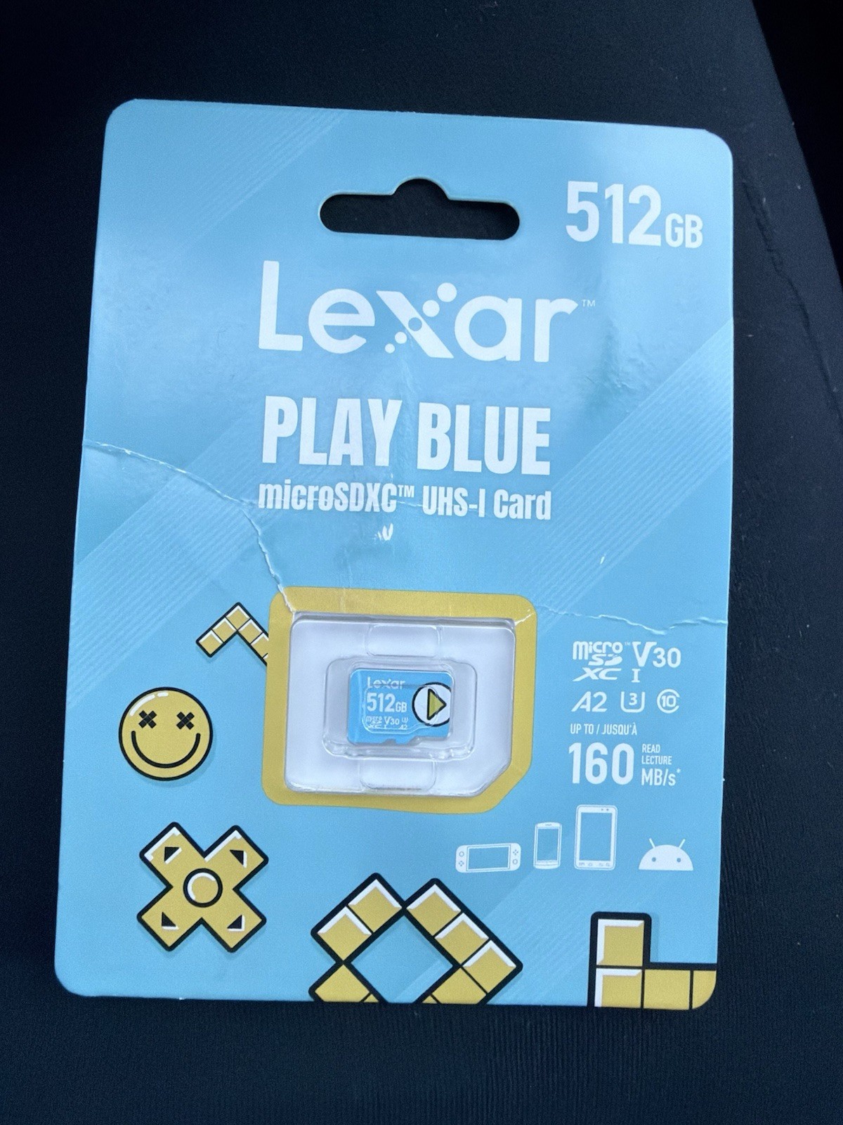 Lexar 512GB Play Blue Micro SD Card, UHS-I, C10, U3, V30, A2, 4K, 160MB/s