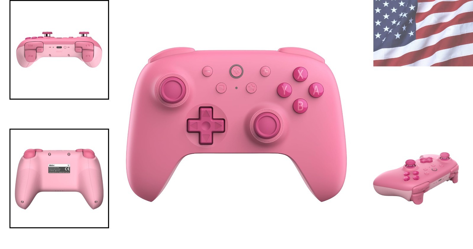Battery-Powered Pink Game Controller with Custom Mapping for Nintendo Switch 2